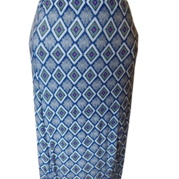 Blue Printed Maxi Skirt Size Medium - Picture 2 of 4